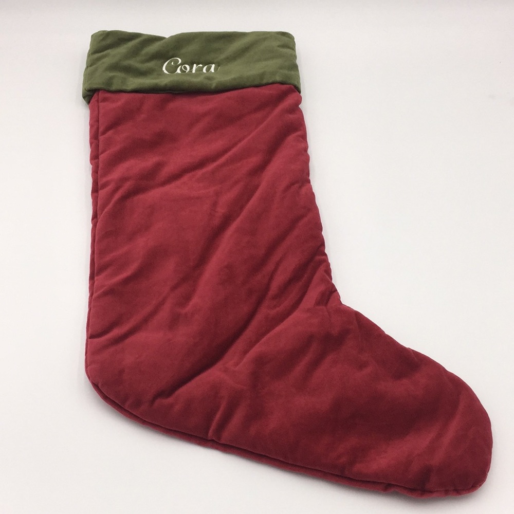 Pottery Barn Velvet Christmas Holiday Stocking Monogrammed Cora Xmas 24 in